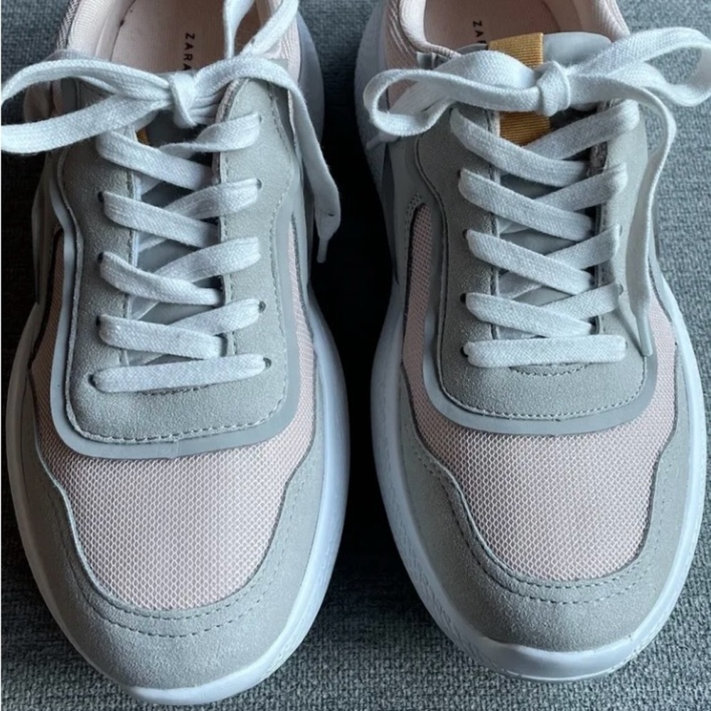 Zara Platform Sneakers Pink & Gray size 8